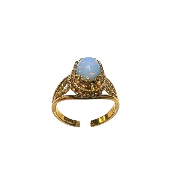 Joseph Esposito Vintage Opal 12 Kt Gold Electroplate Ring Size 6 - Picture 3 of 13